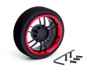 HIROSEIKO Alloy Steering MF Wheel (6-Spoke)(Flat Black + Red)